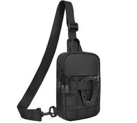 VKINGBOR Small Tactical Black Chest Bag with MOLLE System, Suitable for Travel, Cycling and Sports. Put Your Keys, Mobile Phone, Headphones and ID in The Bag
