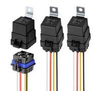 Vkinman 3Pcs 4Pin 12V 40/30 Amp Waterproof Relay Switch Harness Set, SPDT Automotive Relays 14 AWG Hot Wires, Replace for Fog Lamps Starter Fans