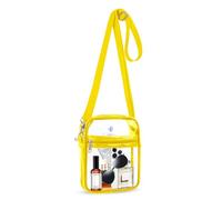 VKIOIP Clear Crossbody Bag Purse Stadium Approved with Adjustable Shoulder Strap for Concerts,Sports Events and Festivals,Small PVC Clear Messenger Bag with Front Pocket for Women and Men(Yellow)