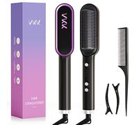 VKK Hair Straightener Brush, Hair Straightener Comb with 25s Fast Heating Ceramic PTC, 5 Temp Settings & Anti-Scald, Straightening Brush for Women, Professional Hair Tools for Styling