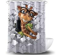 VKmaizi Shower Curtain Funny Giraffe 71x78inch Waterproof