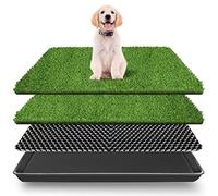 VKMUOI Dog Grass Pad with Tray Dog Training Floor Protection Trays Pet Training Pads with Tray Reusable Fake Grass for Dog to Pee on Dog Litter Box-Indoor Dog Potty Tray with Pee Pads (50 x 60 CM)