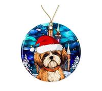 VKNDesigns Shih-Tzu Christmas Dog Ornament - Ceramic, Colorful, Hanging, Both Sides Printed