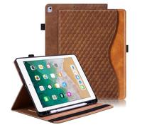 Vkooer Case for iPad 6th/5th Generation 9.7 inch with Pencil Holder - iPad 2018/2017, ipad Air 2/Air 1 Leather Folio Cover with Auto Sleep/Wake Multi Angle Stand - Brown
