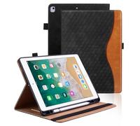 Vkooer Case for iPad 6th/5th Generation 9.7 inch with Pencil Holder - iPad 2018/2017, ipad Air 2/Air 1 Leather Folio Cover with Auto Sleep/Wake Multi Angle Stand - Black