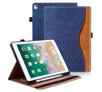 Vkooer Case for iPad 6th/5th Generation 9.7 inch with Pencil Holder - iPad 2018/2017, ipad Air 2/Air 1 Leather Folio Cover with Auto Sleep/Wake Multi Angle Stand - Dark blue