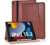 Vkooer Case for iPad 9th / 8th / 7th Generation with Pencil Holder 10.2-inch 2021/2020/2019, 10.5'' iPad Air 3/Pro 2017 PU Leather Folio Cover with Auto Sleep/Wake - Brown