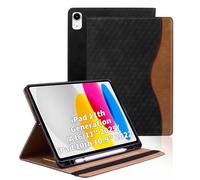 Vkooer Case for iPad (A16) 11th Generation 11 Inch 2025/iPad 10th Generation 10.9 Inch 2022 with Pencil Holder & Pocket Leather Folio Cover with Auto Sleep/Wake Multi Angle Stand - Black