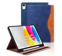 Vkooer Case for iPad (A16) 11th Generation 11 Inch 2025/iPad 10th Generation 10.9 Inch 2022 with Pencil Holder & Pocket Leather Folio Cover with Auto Sleep/Wake Multi Angle Stand - Dark blue