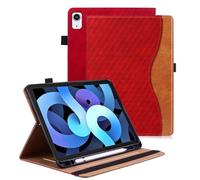 Vkooer Case for iPad Air 11 inch M2 (2024), iPad Air 5./4. Generation 2022/2020 10.9 inch, with Pencil Holder Leather Folio Cover with Auto Sleep/Wake Multi Angle Stand - Red