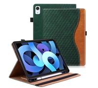 Vkooer Case for iPad Air 11 inch M2 (2024), iPad Air 5./4. Generation 2022/2020 10.9 inch, with Pencil Holder Leather Folio Cover with Auto Sleep/Wake Multi Angle Stand - Dark green