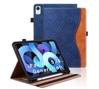 Vkooer Case for iPad Air 11 inch M2 (2024), iPad Air 5./4. Generation 2022/2020 10.9 inch, with Pencil Holder Leather Folio Cover with Auto Sleep/Wake Multi Angle Stand - Dark blue