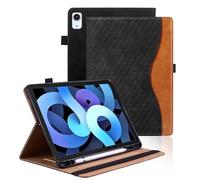 Vkooer Case for iPad Air 11 inch M2 (2024), iPad Air 5./4. Generation 2022/2020 10.9 inch, with Pencil Holder Leather Folio Cover with Auto Sleep/Wake Multi Angle Stand - Black