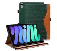 Vkooer Case for iPad Mini 7 (A17 Pro) 2024 7th Generation/iPad Mini 6 2021 (6th Generation, 8.3 Inch), with Pocket Leather Folio Cover with Auto Sleep/Wake Multi Angle Stand - Dark green