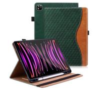 Vkooer Case for iPad Pro 11 Inch 2022/2021/2020/2018 with Pencil Holder, iPad Pro 11 inch (4th /3rd /2nd /1st Generation) Leather Folio Cover with Auto Sleep/Wake Multi Angle Stand - Dark green