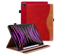 Vkooer Case for iPad Pro 11 Inch 2022/2021/2020/2018 with Pencil Holder, iPad Pro 11 inch (4th /3rd /2nd /1st Generation) Leather Folio Cover with Auto Sleep/Wake Multi Angle Stand - Red