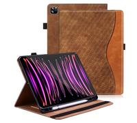 Vkooer Case for iPad Pro 11 Inch 2022/2021/2020/2018 with Pencil Holder, iPad Pro 11 inch (4th /3rd /2nd /1st Generation) Leather Folio Cover with Auto Sleep/Wake Multi Angle Stand - Brown
