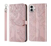 Vkooer Case for iPhone 17 Mobile Phone [6.3 Inch] Lightweight PU Leather Flip Wallet Magnetic Cover with Card Pocket Stand Function, Tree of Life Protective Case for iPhone 17-Rose gold