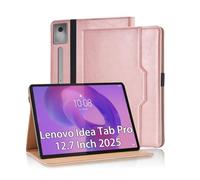 Vkooer Case for Lenovo Idea Tab Pro 12.7 Inch 2025 PU Leather Folio Flip Business Cover Multi-Angle Viewing Stand Protective Cover with Pocket & Pencil Holder for Lenovo Idea Tab Pro- Rose gold