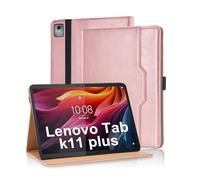 Vkooer Case for Lenovo Tab K11 11 Plus 11.45 Inch 2024 PU Leather Multi-Angle Viewing Folio Case Protective Stand Cover with Front Pocket and Fixing Band for Lenovo Tab K11 11 Plus - Rose Gold