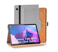 Vkooer Case for Lenovo Tab M10 Plus 3rd Gen 10.6 Inch 2022 PU Leather Multi-Angle Viewing Folio Case Protective Stand Cover with Front Pocket and Fixing Band for Lenovo Tab M10 Plus 3rd Gen - Grey