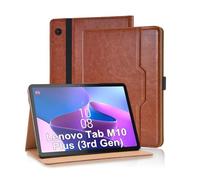 Vkooer Case for Lenovo Tab M10 Plus 3rd Gen 10.6 Inch 2022 PU Leather Multi-Angle Viewing Folio Case Protective Stand Cover with Front Pocket and Fixing Band for Lenovo Tab M10 Plus 3rd Gen - Brown