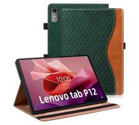 Vkooer Case for Lenovo Tab P12 (2023) Model TB370FU, 12.7 inch Leather Folio Cover Lenovo Tab M11 Case with Auto Sleep/Wake Multi Angle Stand - Dark green