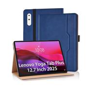 Vkooer Case for Lenovo Yoga Tab Plus 12.7 Inch 2025 PU Leather Folio Flip Business Cover Multi-Angle Viewing Stand Protective Cover with Pocket & Pencil Holder for Lenovo Yoga Tab Plus- Blue