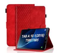 Vkooer Case for Samsung Galaxy Tab A 10.1 inch 2016 [Auto Sleep/Wake] T580 / T585 Leather Folio Cover with Multi Angle Viewing Stand Card Holder Tablet Shell fit Galaxy Tab A6 10.1- Red