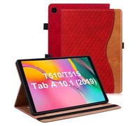 Vkooer Case for Samsung Galaxy Tab A 10.1 Inch 2019 Protective Case SM-T510/T515 PU Leather Folio Cover Case with Card Pocket for Samsung Tab A 10.1 2019 - Red