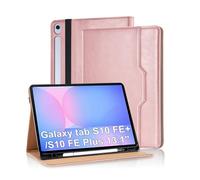 Vkooer Case for Samsung Galaxy Tab S10 FE+ 13 Inch 2025 with S Pen Holder PU Leather Folio Flip Cover Multi-Angle Viewing Smart Stand Cover with Pocket Auto Wake/Sleep - Rose gold