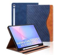 Vkooer Case for Samsung Galaxy Tab S10 FE+ Plus 13.1 Inch 2025 PU Leather Multi-Angle Viewing Folio Case Protective Stand Cover with Front Pocket and Fixing Band for Galaxy Tab S10 FE+, Dark blue