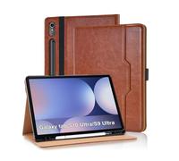 Vkooer Case for Samsung Galaxy Tab S10 Ultra 2024/Tab S9 Ultra 2023 14.6 Inch with S Pen Holder PU Leather Folio Flip Cover Multi-Angle Viewing Smart Stand Cover with Pocket Auto Wake/Sleep - Brown