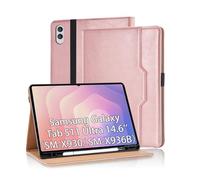 Vkooer Case for Samsung Galaxy Tab S11 Ultra 2025 14.6 Inch with PU Leather Folio Flip Cover Case Multi-Angle Viewing Smart Stand Cover with Pocket,Rose gold