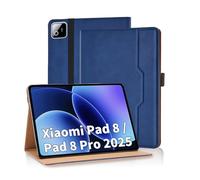 Vkooer Case for Xiaomi Pad 8 / Pad 8 Pro 2025 11.2 Inch/Xiaomi Pad 7 /Pad 7 Pro 2024, PU Leather Business Folio Flip Cover Multi-Angle Viewing Smart Stand Cover with Pocket/Hand Strap- Blue