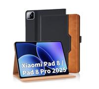 Vkooer Case for Xiaomi Pad 8 / Pad 8 Pro 2025 11.2 Inch/Xiaomi Pad 7 /Pad 7 Pro 2024, PU Leather Business Folio Flip Cover Multi-Angle Viewing Smart Stand Cover with Pocket/Hand Strap- Black