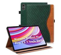 Vkooer Case for Xiaomi Redmi Pad 2 Pro (2025) / Xiaomi Redmi Pad Pro(2024) / POCO Pad M1 PU Leather Multi-Angle Viewing Folio Case Protective Stand Cover with Front Pocket and Fixing Band,Dark green