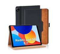 Vkooer Case for Xiaomi Redmi Pad SE 8.7 inch 2024 PU Leather Multi-Angle Viewing Folio Case Protective Stand Cover with Front Pocket and Fixing Band for Tab Redmi Pad SE 8.7 inch - Black