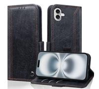 Vkooer for iPhone 17 Case,Vintage Premium PU Leather Flip Wallet Cover with [Card Slots] [Kickstand] [RFID Blocking] Magnetic Closure Shockproof Folio Folding Stand Book Case, Black