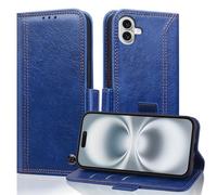 Vkooer for iPhone 17 Case,Vintage Premium PU Leather Flip Wallet Cover with [Card Slots] [Kickstand] [RFID Blocking] Magnetic Closure Shockproof Folio Folding Stand Book Case, Blue