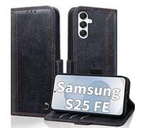 Vkooer Mobile Phone Case for Samsung Galaxy S25 FE 5G Premium Leather Protective Case [Foldable Stand Card Slot] [RFID Protection] Flip Case for Galaxy S25 FE Flip Wallet,Black