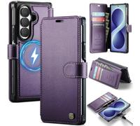 Vkooer Wallet Flip Case Compatible with Samsung Galaxy Z Fold 8 Ultra（8,0 Inch）, Built-in Magnetic Ring PU Leather Folio Protective Cover, RFID Blocking Card Slots, Support Wireless Charging -Purple