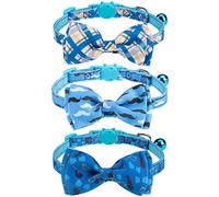 VKPETFR Breakaway Cat Collar with Removable Bow Tie and Bell, Cute Multi-Style Patterns, 3 Pack Safety Buckle Kitten Collars, Adjustable Pet Collar for Boy Cats Puppy