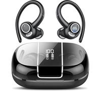 VKROBAG Wireless Earbuds, Bluetooth 5.3 Headphones with ENC Noise Canceling Mic, 48H Sport Ear Buds with Earhooks, 3D Stereo, LED Display, IPX7 Waterproof Wireless Earphones for Gym, Running, Workout