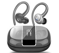 VKROBAG Wireless Earbuds Sport, Bluetooth 5.3 Headphones with ENC Noise Canceling Mic, 48H Ear Buds with Earhooks, 3D Stereo, IPX7 Waterproof Wireless Earphones for Running, Gym, Workout, Iron Gray