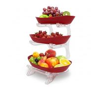 VKSG Fruit Bowl for Kitchen Counter, 3 Tier Plastic Serving Bowls with PP Stand, Tiered Fruit Basket for Fruits Vegetable Storage, Cake, Dessert, Nuts, Snack, Salad for Party Wedding