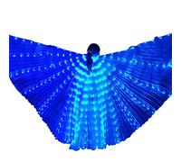 VKTY LED Lights Belly Dance Isis Wings With Telescopic Stick Colorful Butterfly Wings Belly Dance Wings Dance Wings Carnival Halloween Glowing Costumes (Blue)
