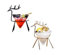 VKTY Stemless Martini Glasses Set of 2 Cocktail Glasses with Deer Shape Holder Creative Bar Drinkware Martini Glass Gift Set for Margarita, Cosmopolitan, Manhattan Cocktails
