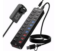 VKUSRA 11-Port Powered USB 3.2/USB C Hub with Data and Charging Ports