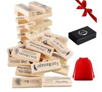 VKX 48Pcs Super Naughty Block Tower Game, Lust Tower Game for Adults, Valentine Tumbling Wooden Tower Stacking Blocks Games for Date Night Ideas for Adults Night (with Gift Box)